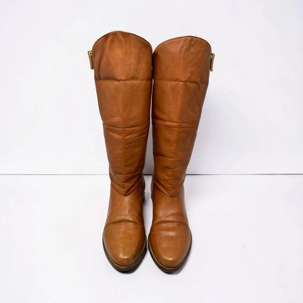 Vintage 70s Thom McAn Womens Tall Brown Leather Campus Slouch Boots US 8.5